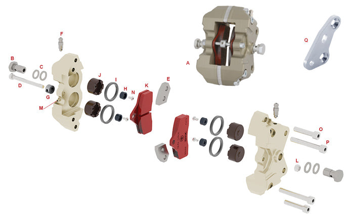 A. 0082.HB OTK Tony Kart Complete BSM4 Rear Brake Caliper