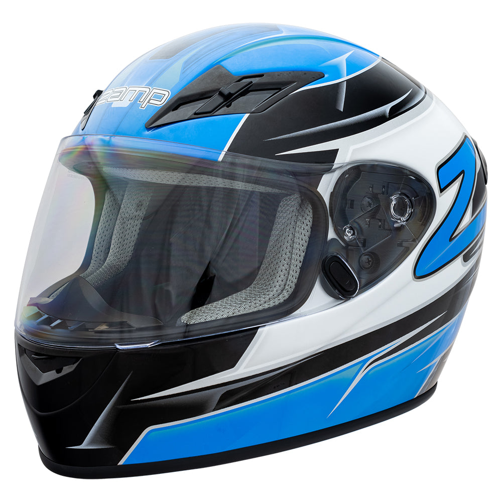 blue and silver motorcycle helmet Zamp FS-9 Helmet - Blue/Silver