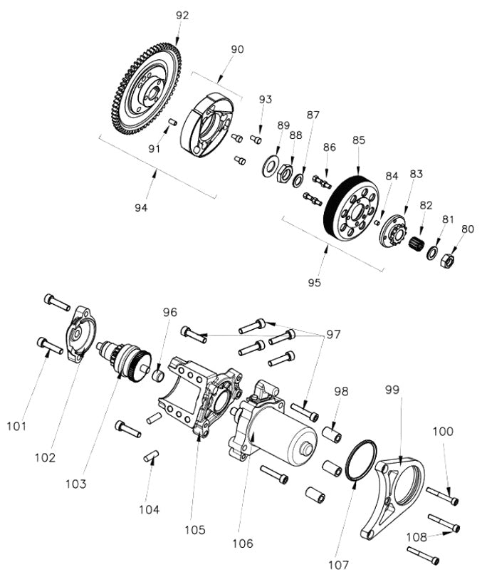 94. 1750/1MR Vortex Rok VLR Friction Hub with Starter Gear