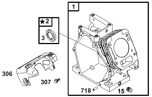 New! 1. 84011134 Briggs Animal Gen 6 Cylinder Block Assembly, 3 Dowel Style