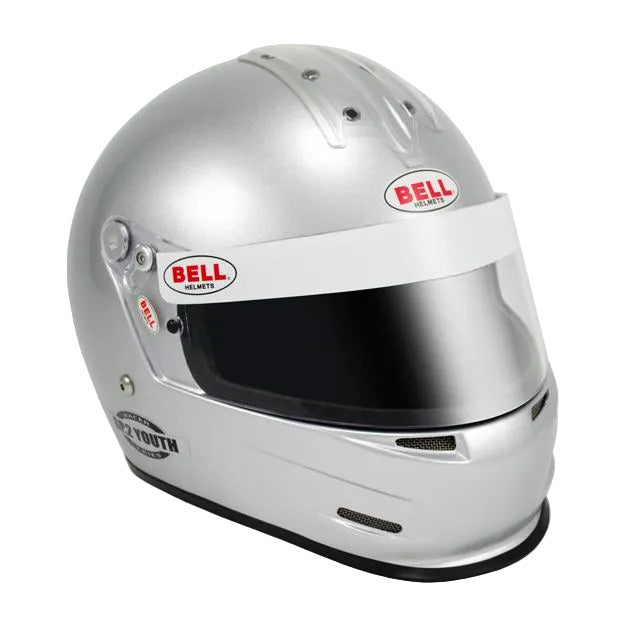 bell gp2 helmet visor Bell GP2 Youth Kart and Auto Racing Helmet SFI 24.1, SFI 24.1 | Metallic Silver