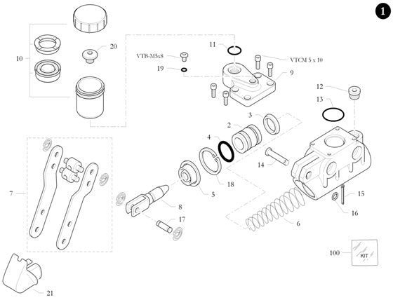 3. 40.1638.00 Birel Master Cylinder Piston Seal 22 S
