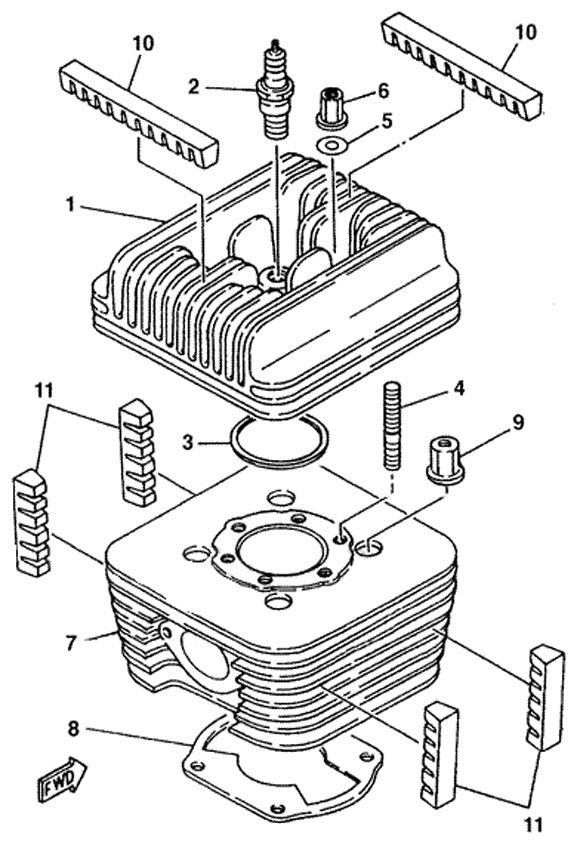 8. Yamaha KT100 Aluminum .010" Cylinder Base Gasket