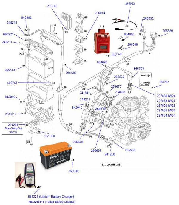 44. 265031 Rotax Max Lithium Battery 12 volt, 7 amp - Shop Karting
