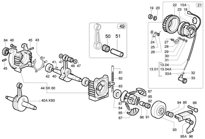 40. (K080-040) K80 Crankshaft Assembly