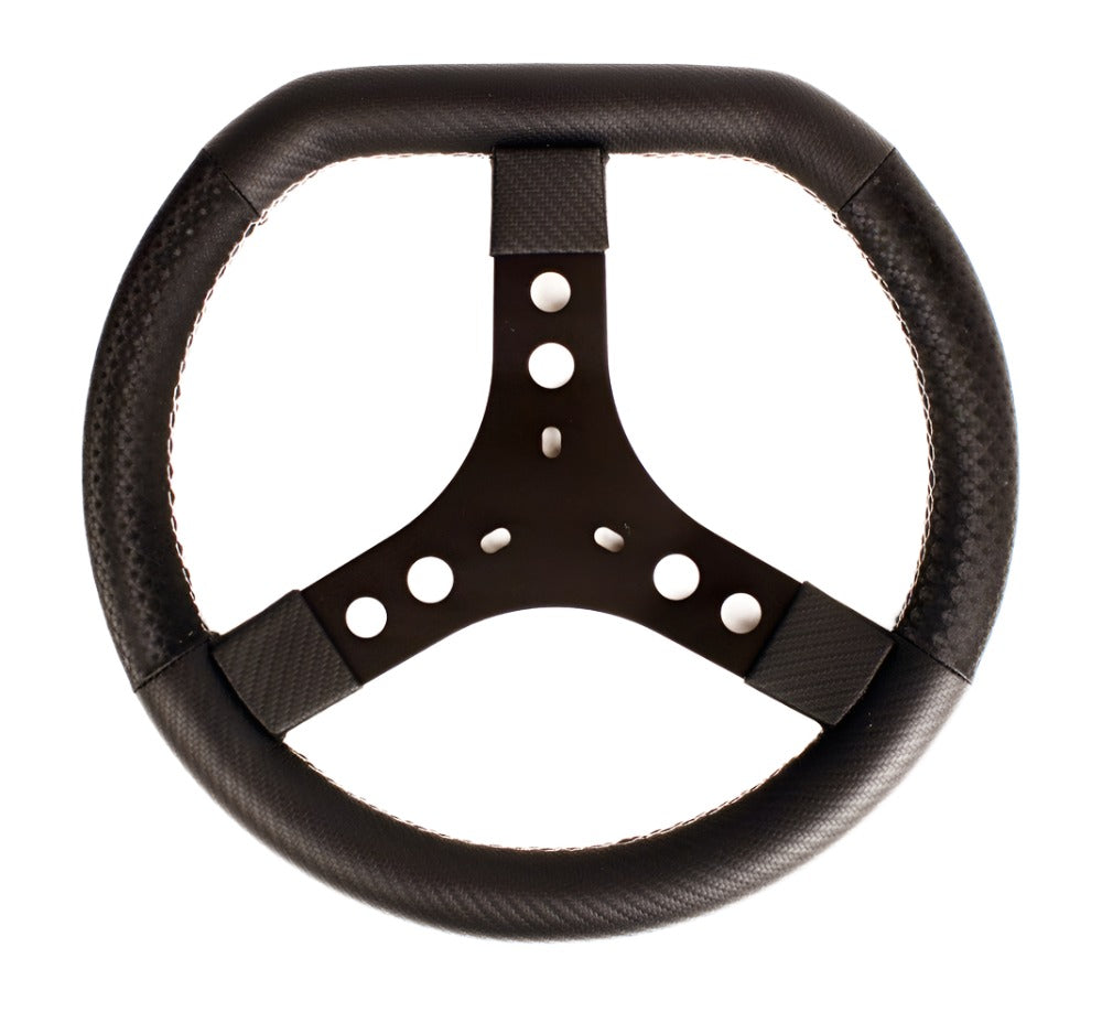 New! KG Flat Top Steering Wheel with High Grip Hand Grip Material, Carbon Look Top and Bottom