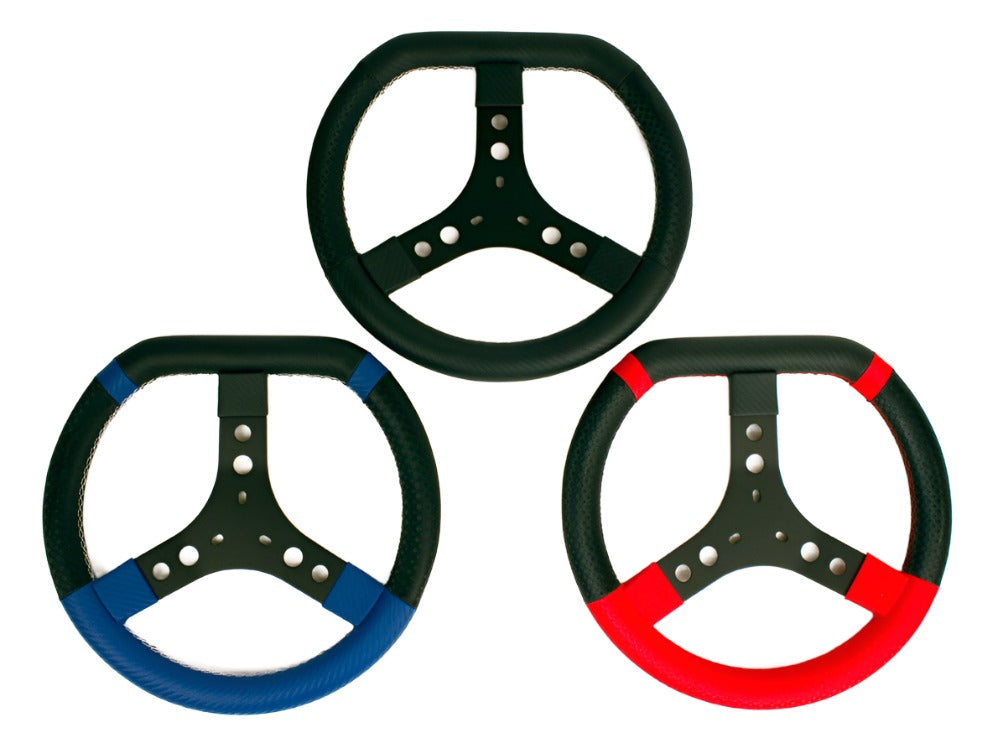 New! KG Flat Top Steering Wheel with High Grip Hand Grip Material, Carbon Look Top and Bottom