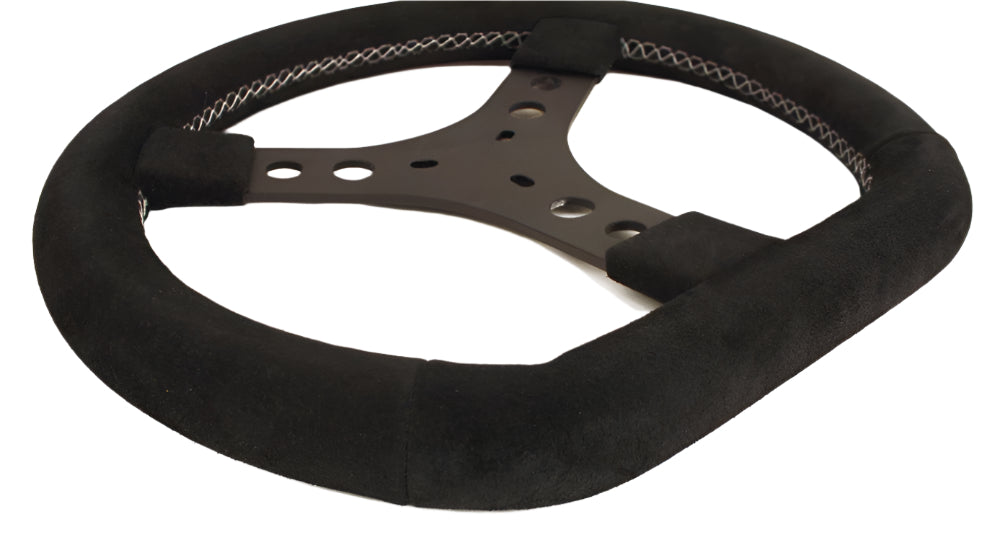 KG Suede Steering Wheel Flat Top with All Black Suede & Black Center