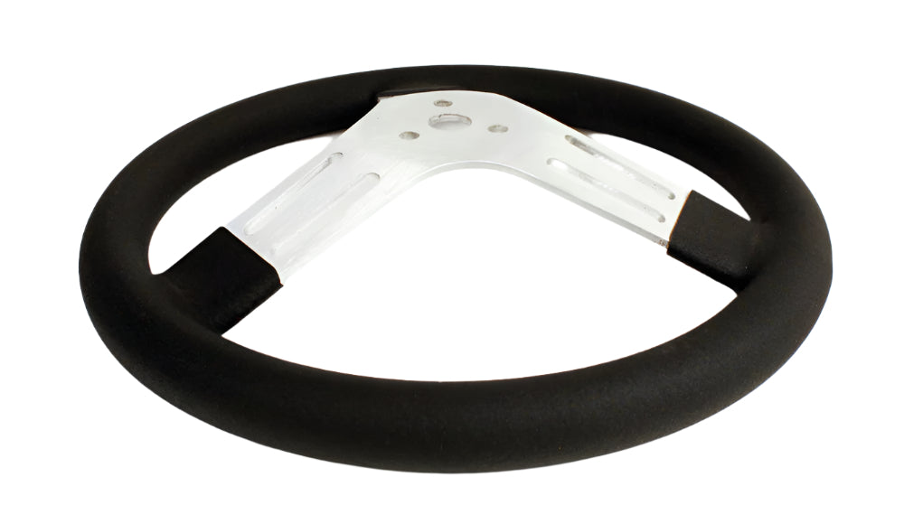 Longacre 13" Rubber Grip Aluminum Round Steering Wheel