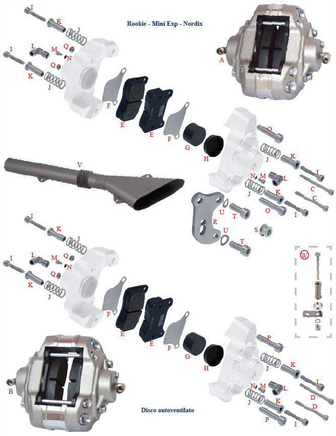 A. 0082.JA Tony Kart OTK Complete BSM Rear Brake Caliper for Thin Brake Disc- Rookie, Mini Exp, Nordix OTK