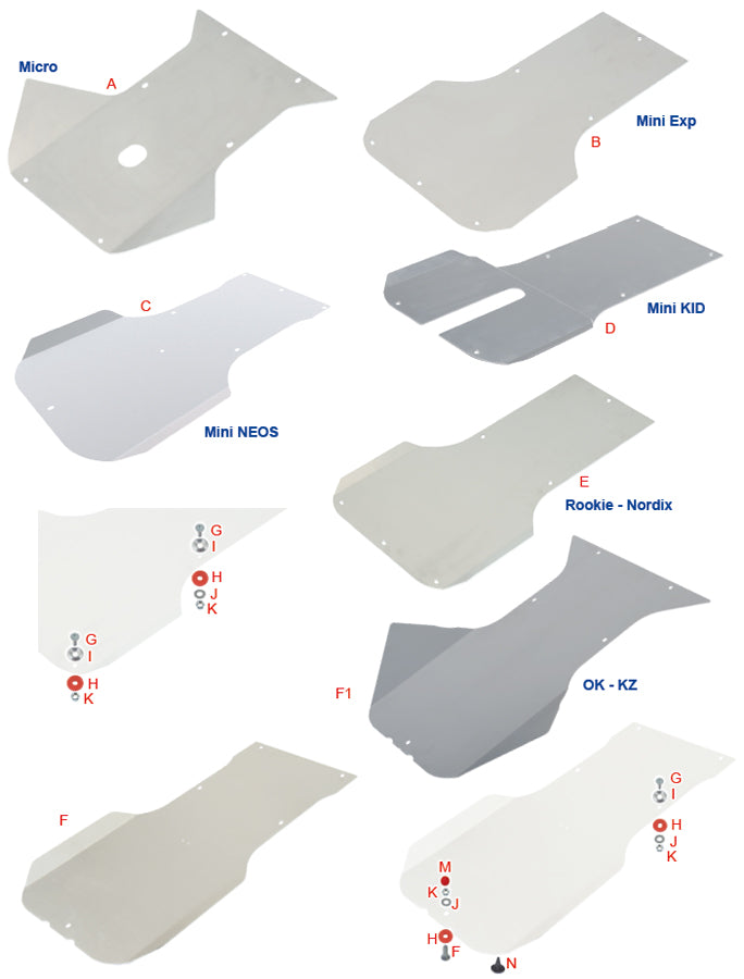 E. 0072.B0F Tony Kart OTK Chassis Aluminum Floor Tray, Rookie EV, Nordix