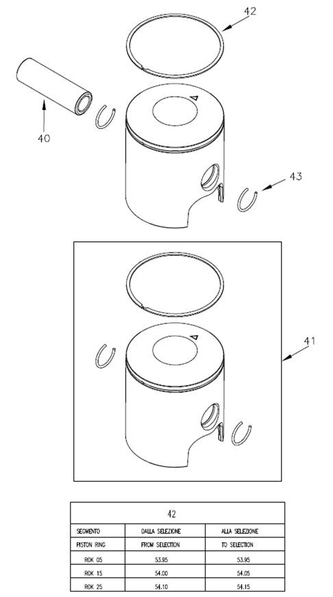 42. Out of Stock - W260/ROK05 Vortex Rok GP 54.05 Piston Ring