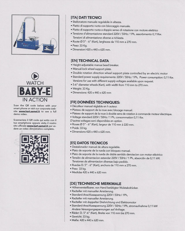 Semel Baby E Electric Tire Machine