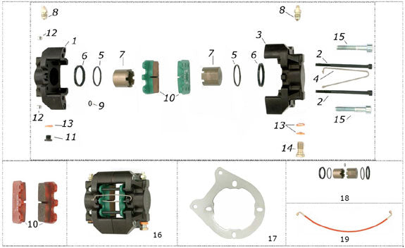 10. Aftermarket 5105 CRG Ven05 Rear Brake Pads, Red, Pair