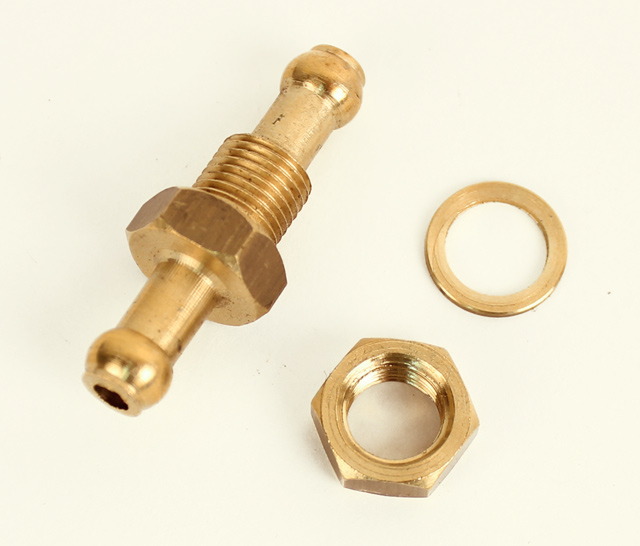 Brass Return Line Fitting for Fuel Tanks, Double Barb Ends :: Fuel