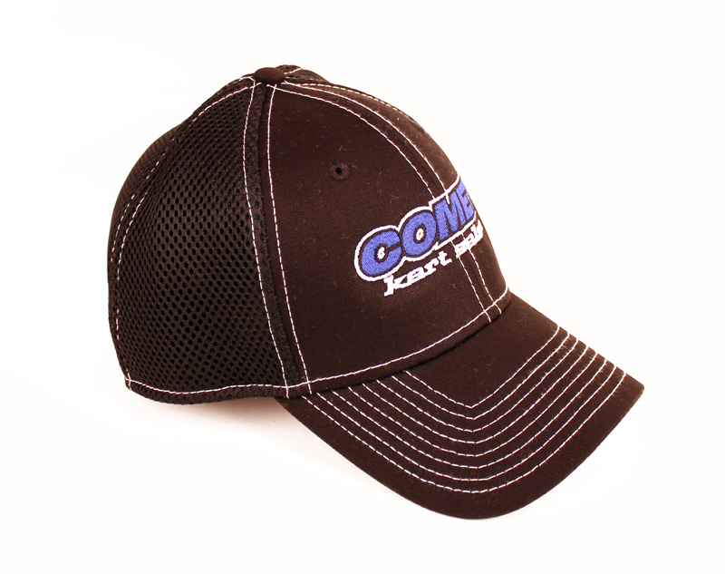 Comet Kart Sales Black Fitted Mesh Hat with White Stitching
