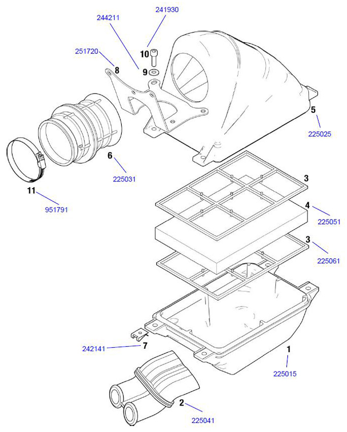 5. 225025 Rotax Intake Silencer Case, Top